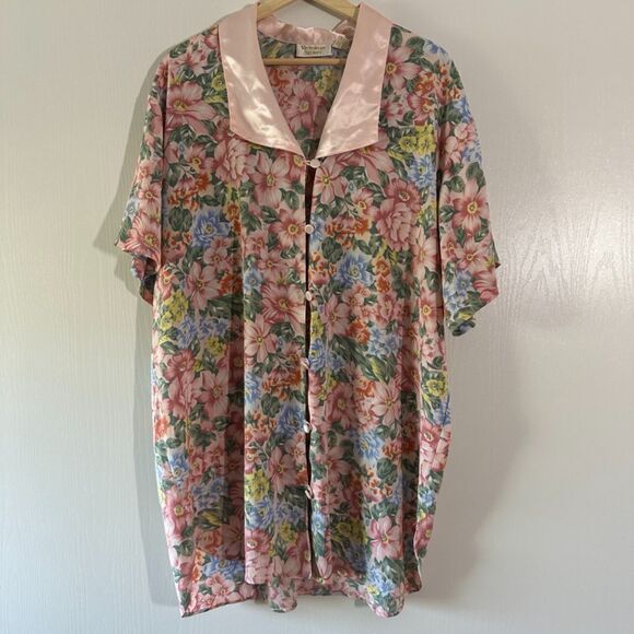 Victoria's Secret Womens‎ Vintage 80s Gold Label Pink Floral Nightgown Med Large - Picture 1 of 6